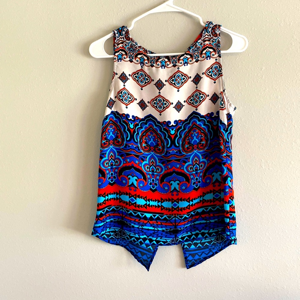 Sleeveless Blouse, Fun Graphic Print, XS